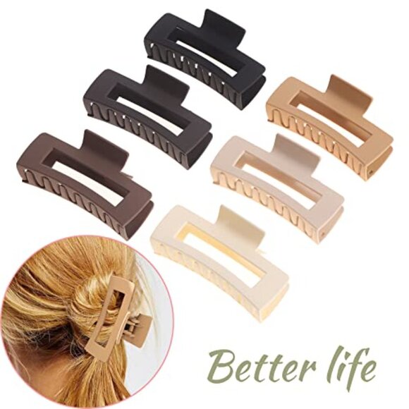 12 Pack Square Claw Hair Clips, Large & Small, Non-Slip Matte Finish - Picture 6 of 7